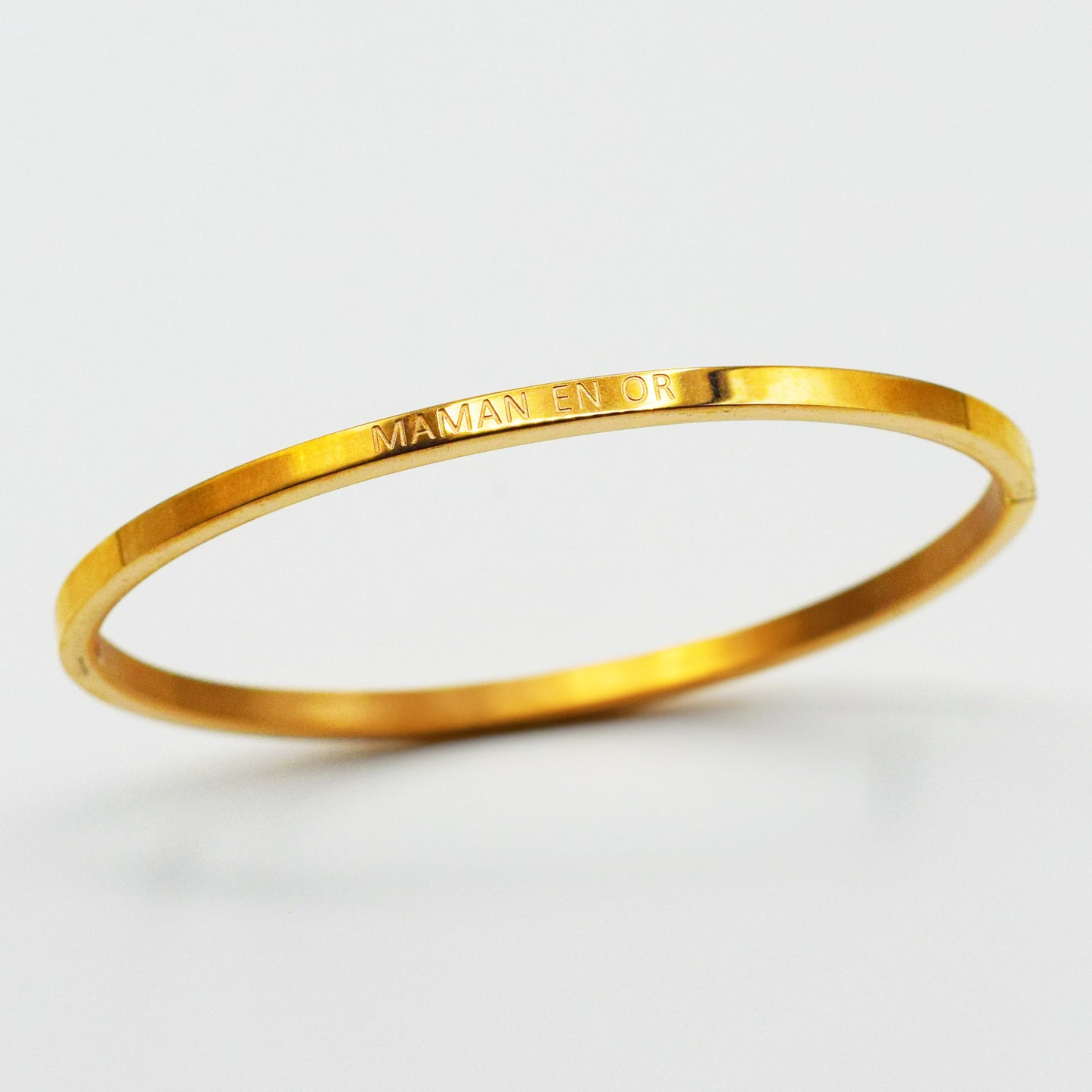 ACIER INOXYDABLE - Bracelet jonc gravé "Maman en Or"