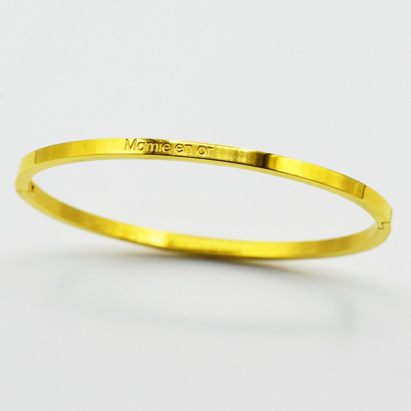 ACIER INOXYDABLE - Bracelet Jonc à Message "MAMIE EN OR"
