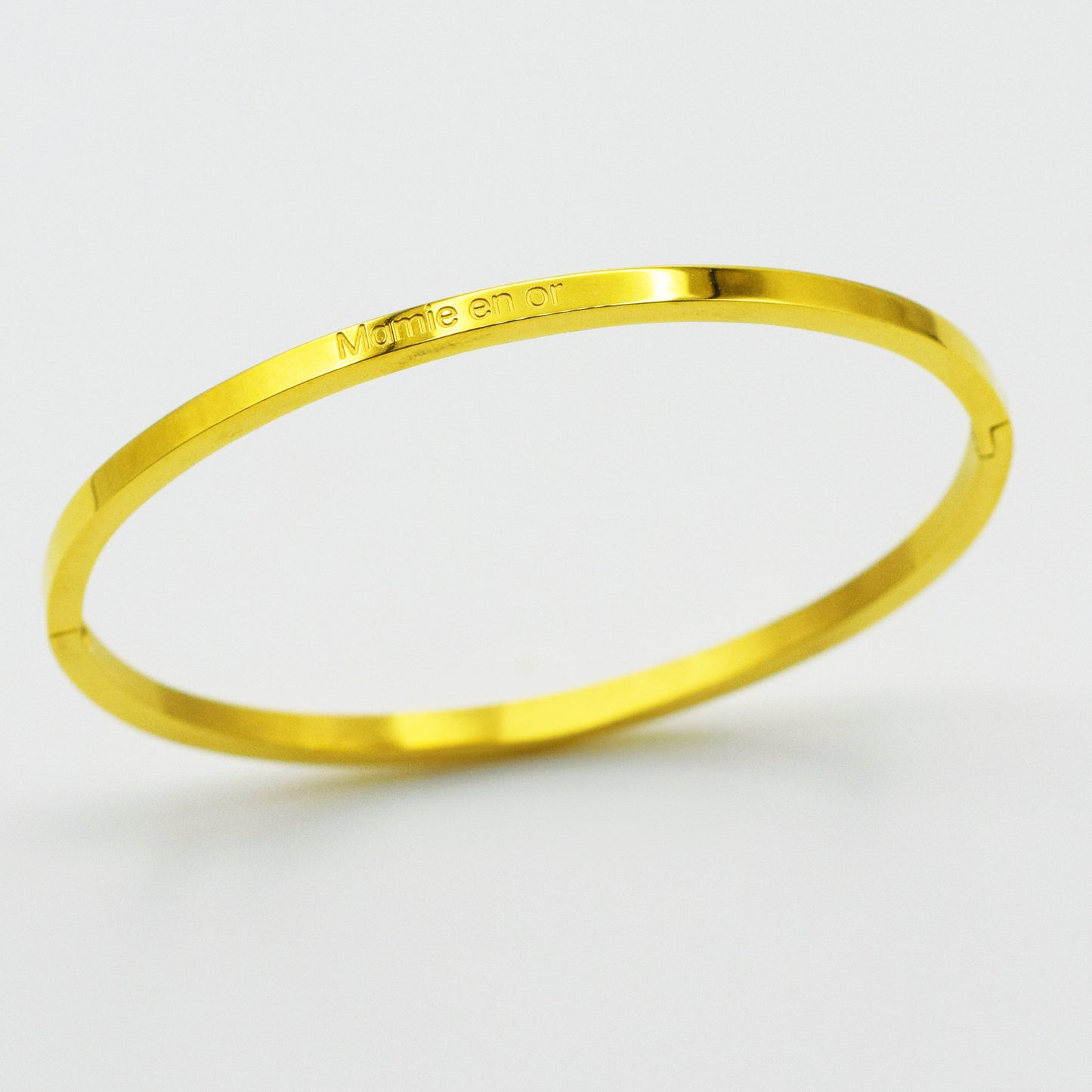 ACIER INOXYDABLE - Bracelet Jonc à Message "MAMIE EN OR"