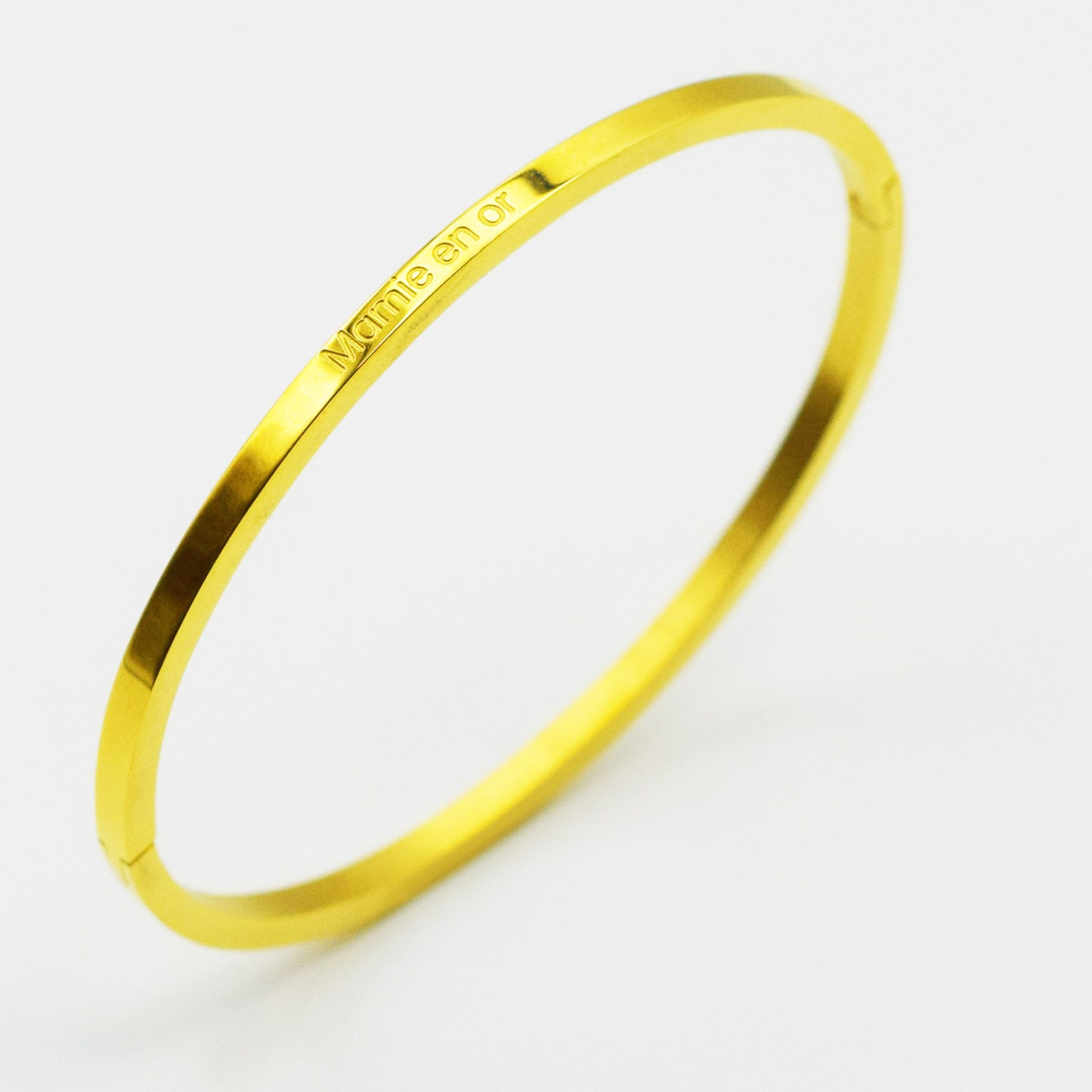 ACIER INOXYDABLE - Bracelet Jonc à Message "MAMIE EN OR"