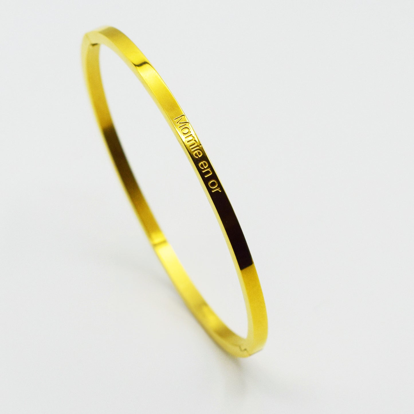 ACIER INOXYDABLE - Bracelet Jonc à Message "MAMIE EN OR"