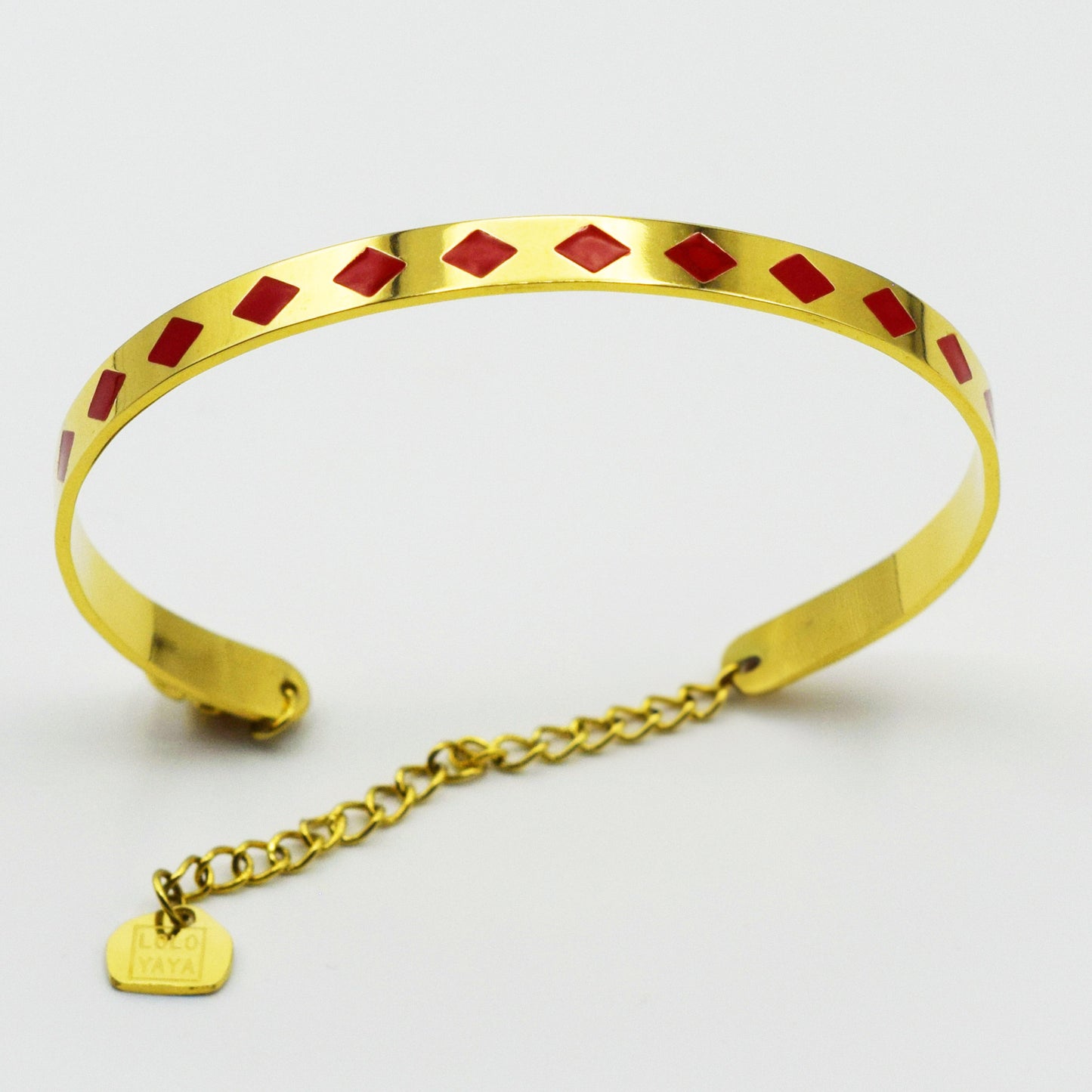 ACIER INOXYDABLE - Bracelet jonc losange rouge
