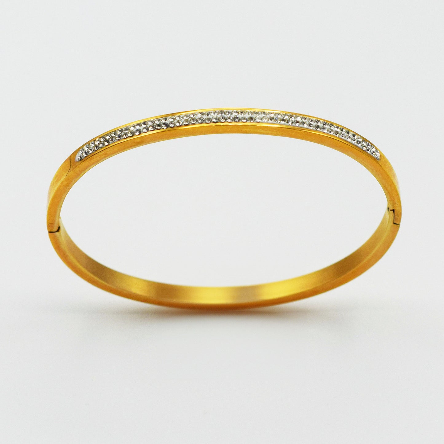 ACIER INOXYDABLE - Bracelet Jonc à double barre en Strass