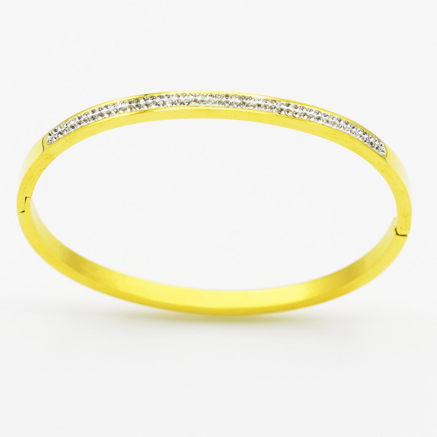 ACIER INOXYDABLE - Bracelet Jonc à double barre en Strass