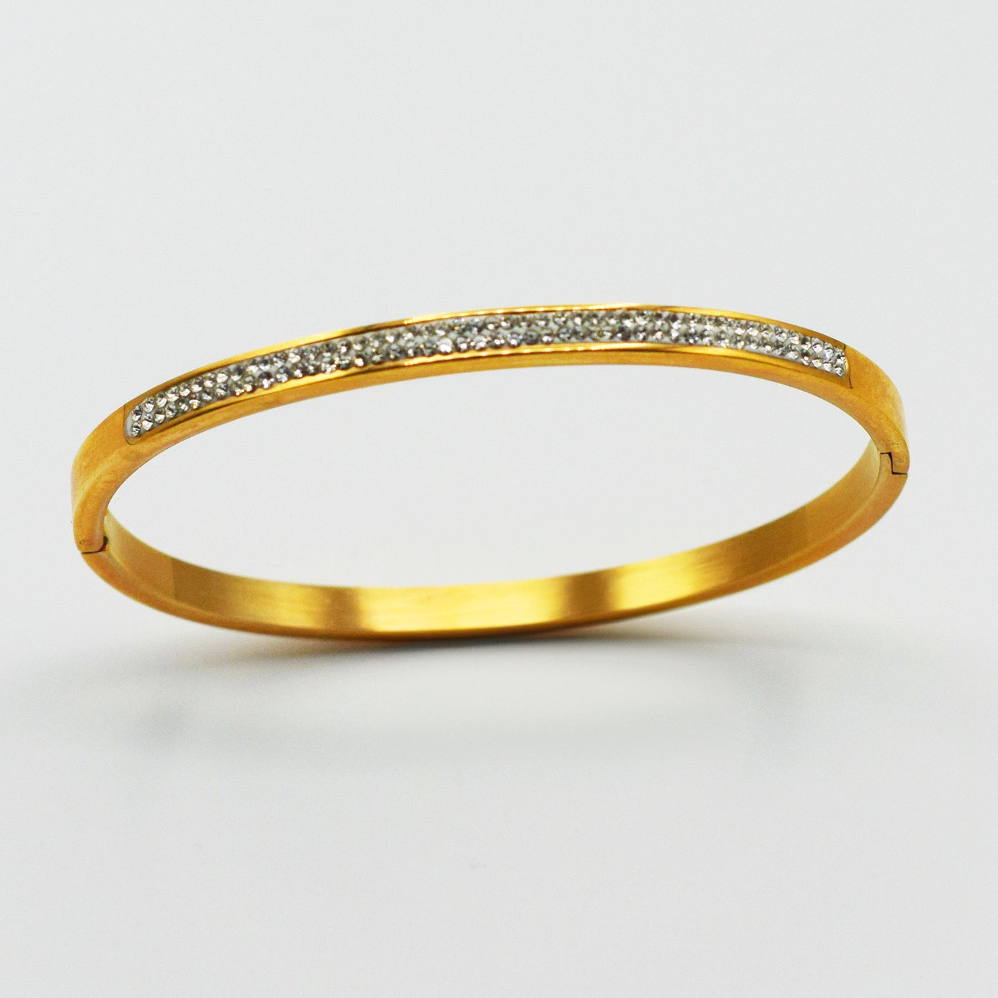 ACIER INOXYDABLE - Bracelet Jonc à double barre en Strass