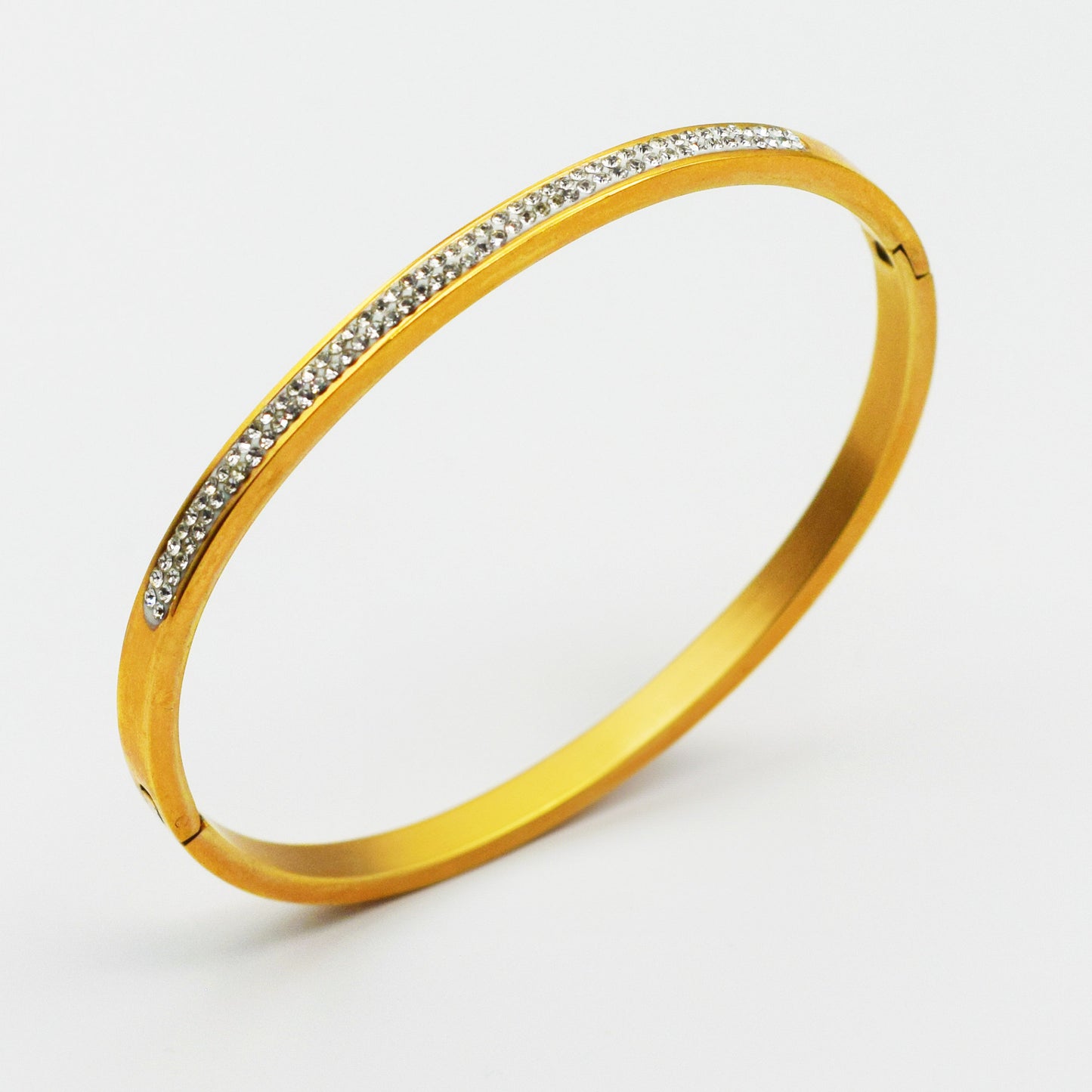 ACIER INOXYDABLE - Bracelet Jonc à double barre en Strass