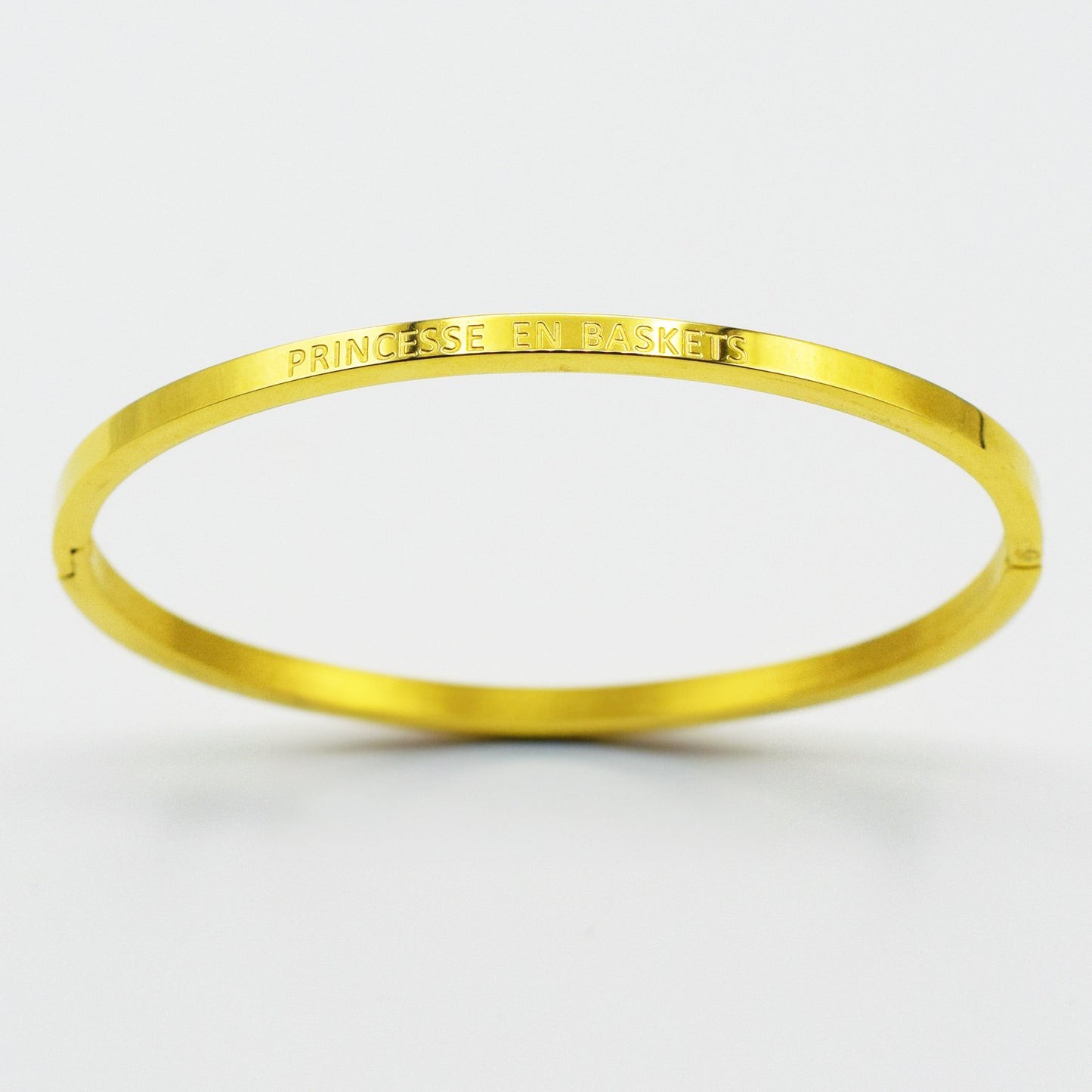 ACIER INOXYDABLE - Bracelet jonc gravé "Princesse En Baskets"