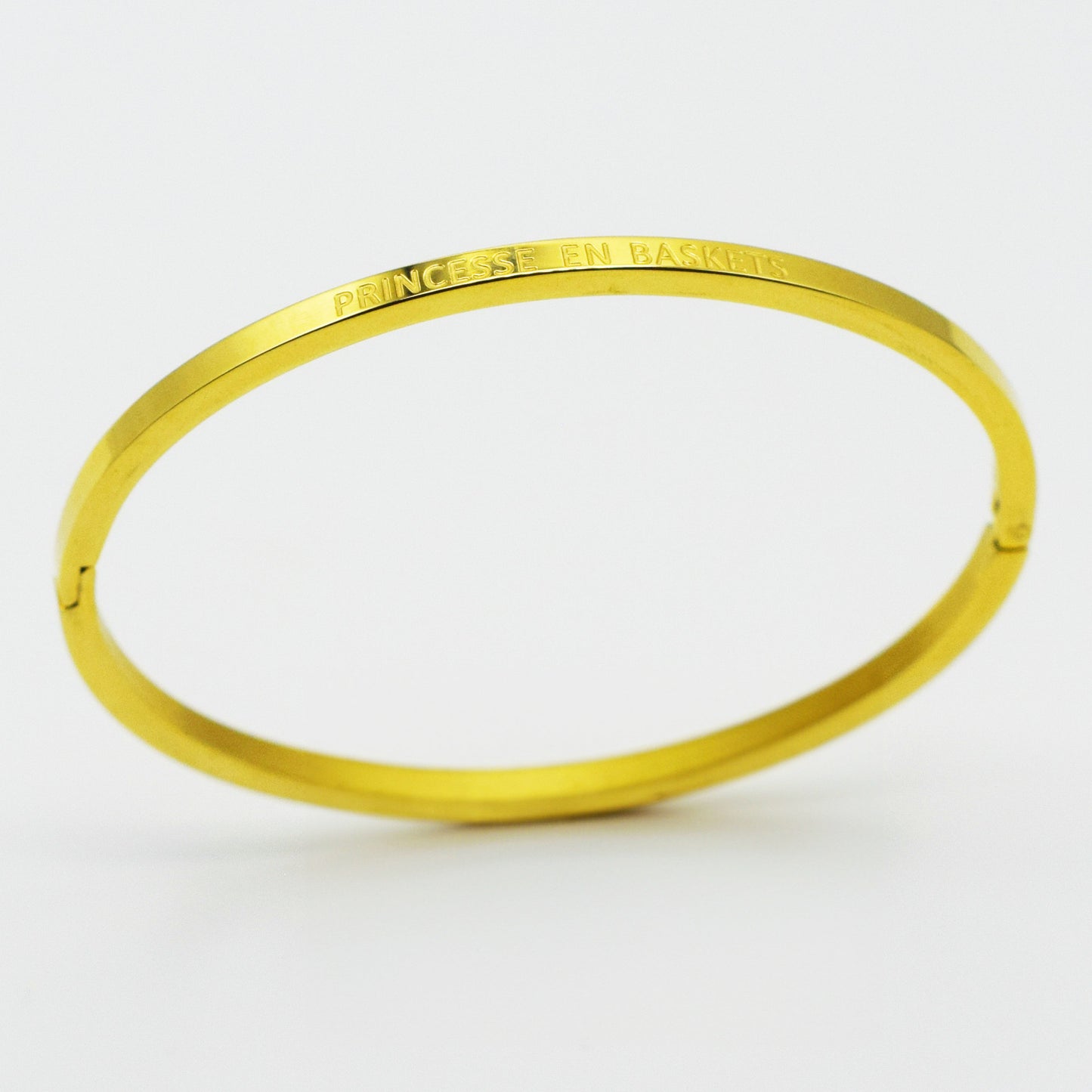 ACIER INOXYDABLE - Bracelet jonc gravé "Princesse En Baskets"