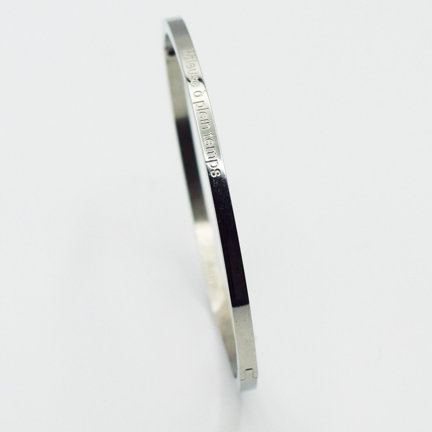 ACIER INOXYDABLE - Bracelet jonc FIN gravé "Râleuse à plein temps"