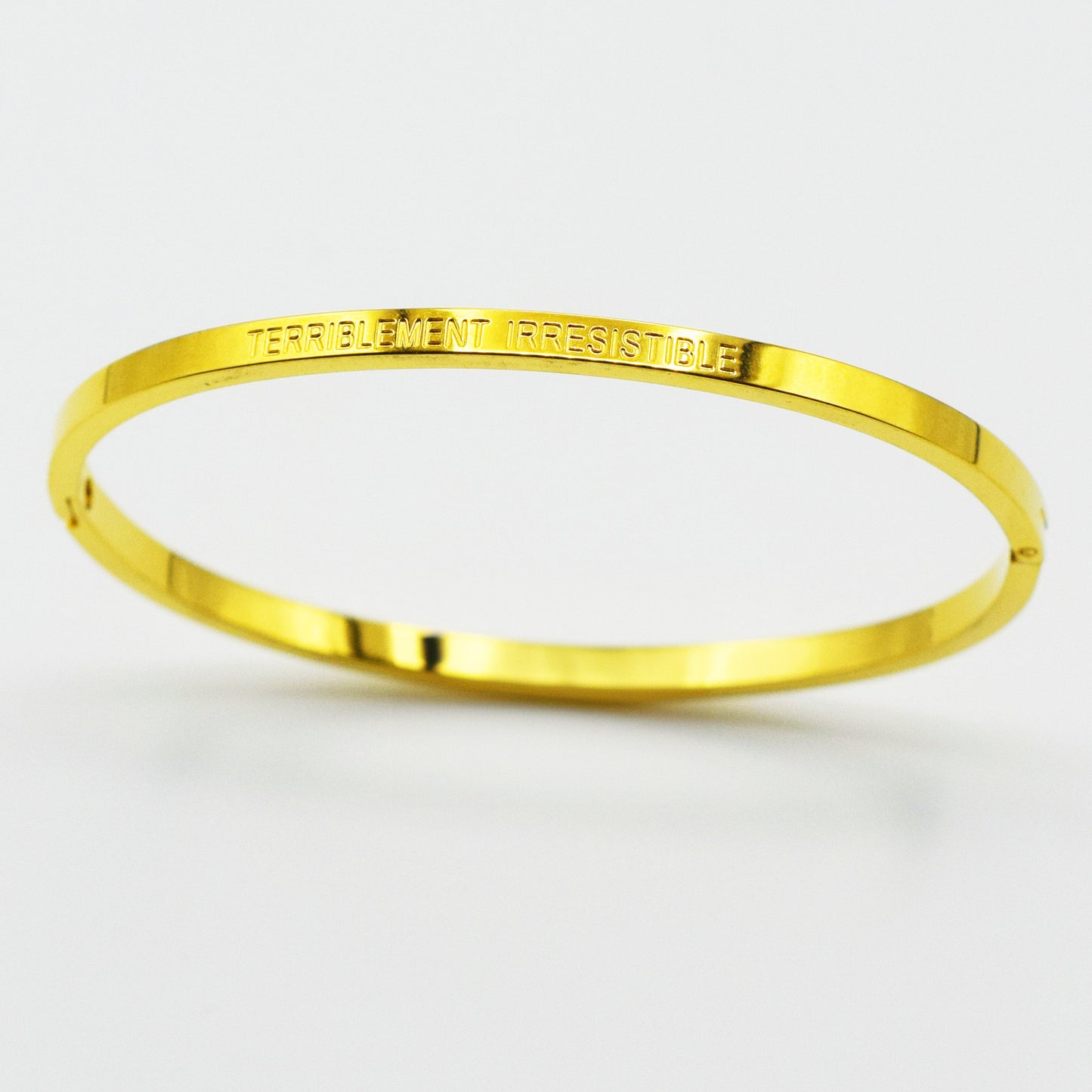 ACIER INOXYDABLE - Bracelet Jonc à Message "TERRIBLEMENT IRRÉSISTIBLE"