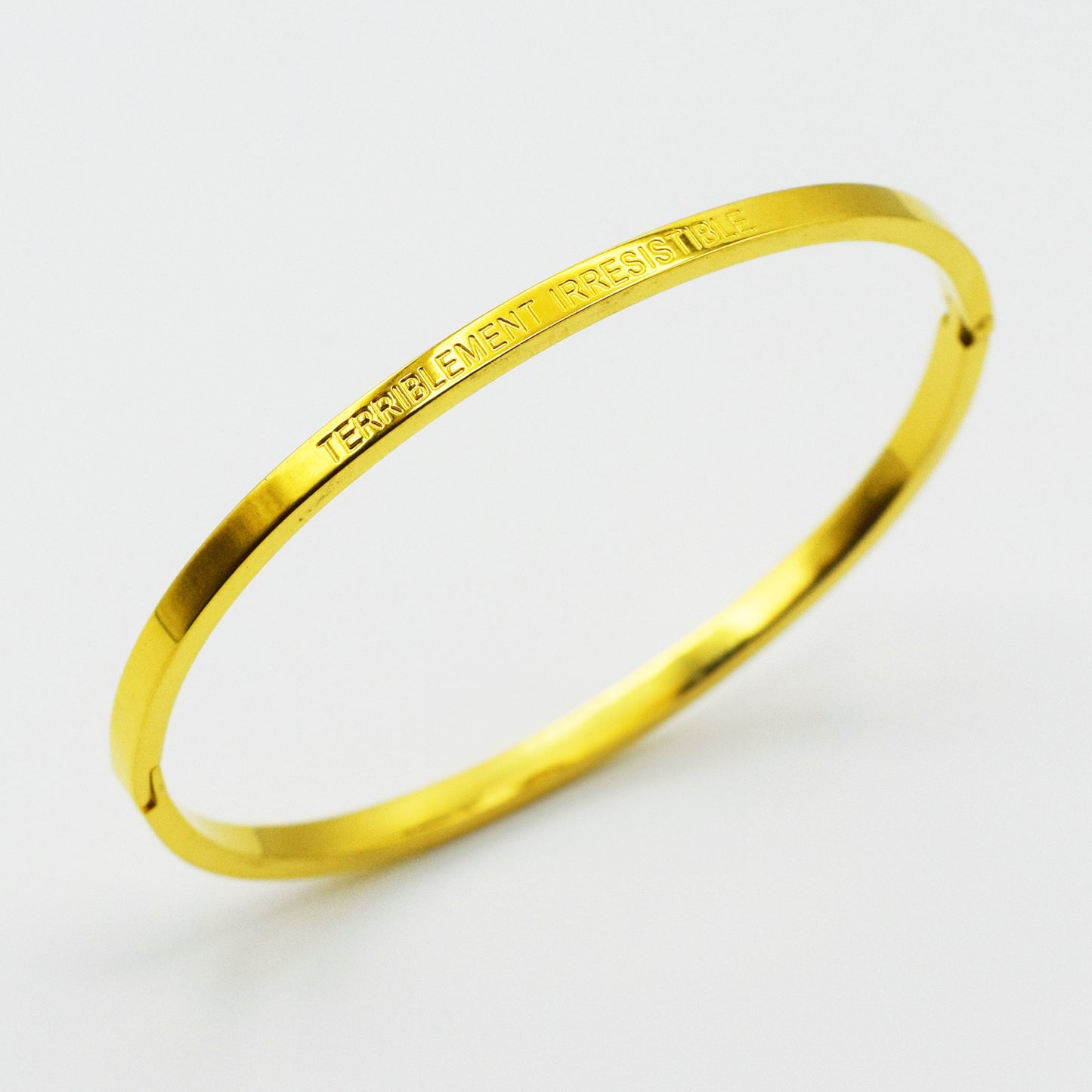 ACIER INOXYDABLE - Bracelet Jonc à Message "TERRIBLEMENT IRRÉSISTIBLE"