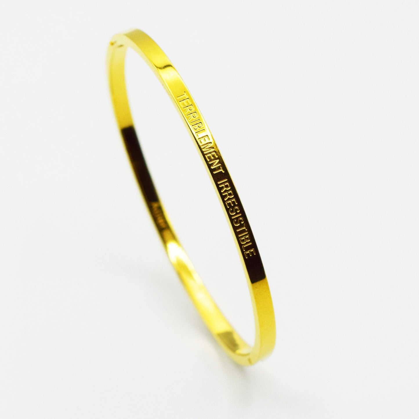 ACIER INOXYDABLE - Bracelet Jonc à Message "TERRIBLEMENT IRRÉSISTIBLE"