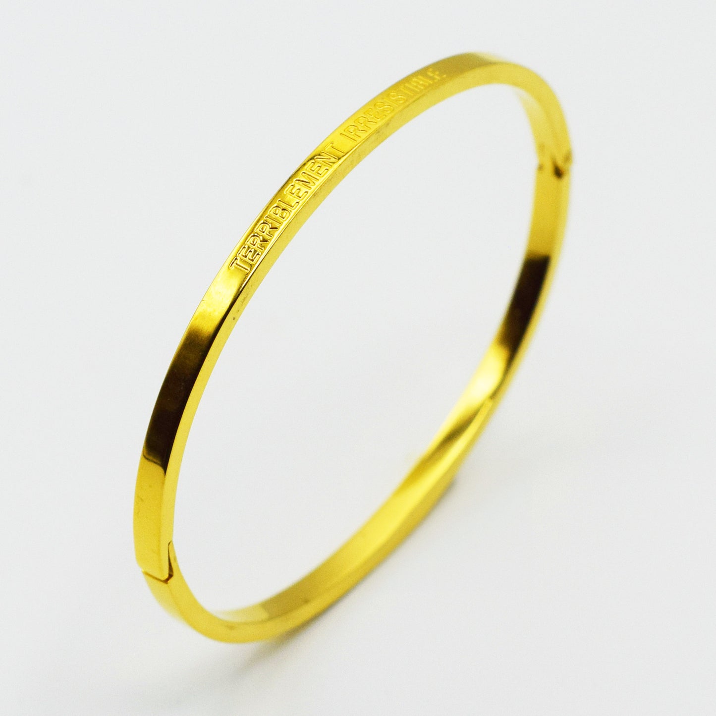 ACIER INOXYDABLE - Bracelet Jonc à Message "TERRIBLEMENT IRRÉSISTIBLE"