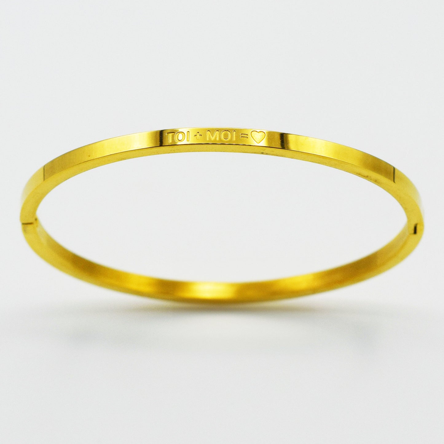 ACIER INOXYDABLE - Bracelet Jonc à Message "TOI + MOI = ❤"