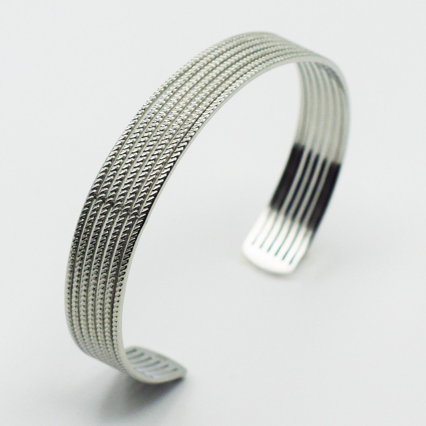 ACIER INOXYDABLE - Bracelet Jonc Anneaux Torsadés