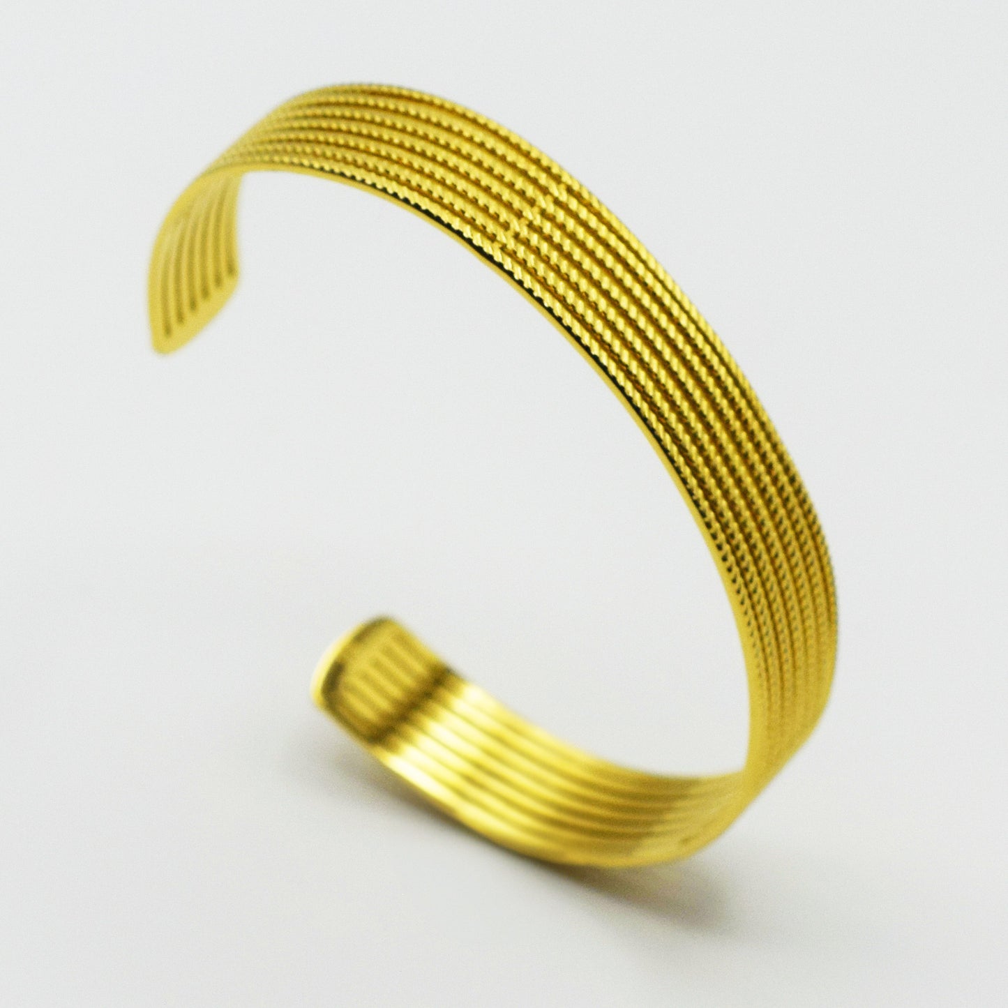ACIER INOXYDABLE - Bracelet Jonc Anneaux Torsadés
