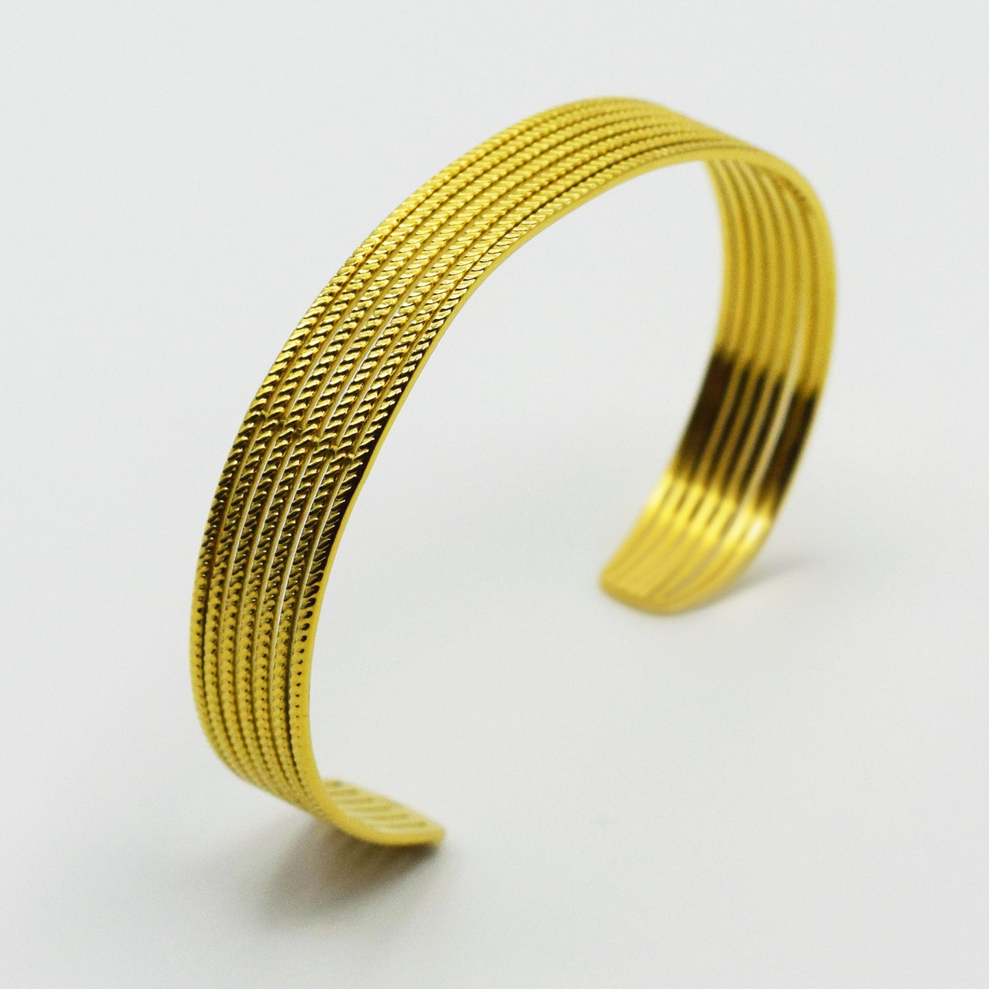 ACIER INOXYDABLE - Bracelet Jonc Anneaux Torsadés