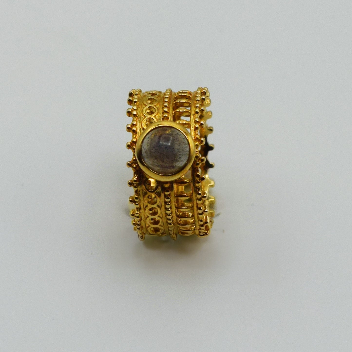 PLAQUÉ OR - Bague Couronne L'IMPÉRIALE Labradorite