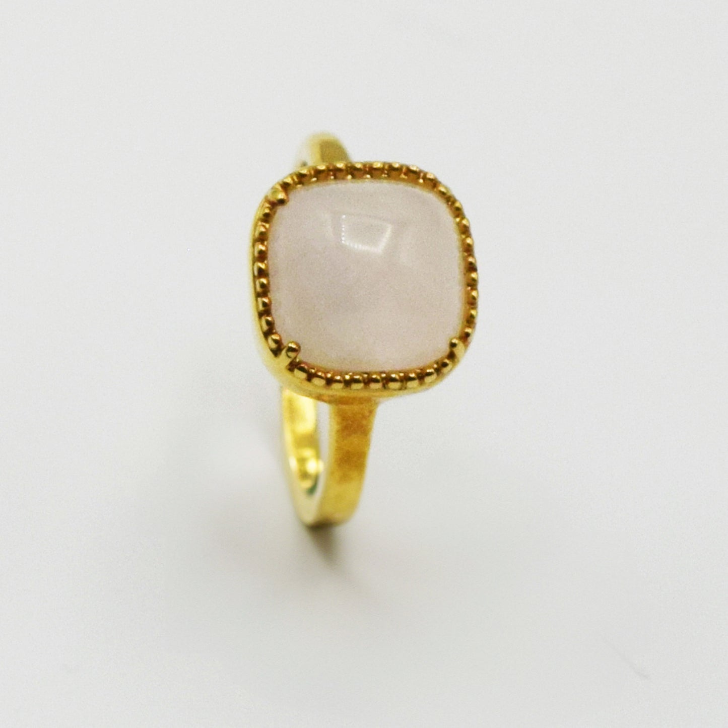 PLAQUÉ OR - Bague AMBRE quartz rose