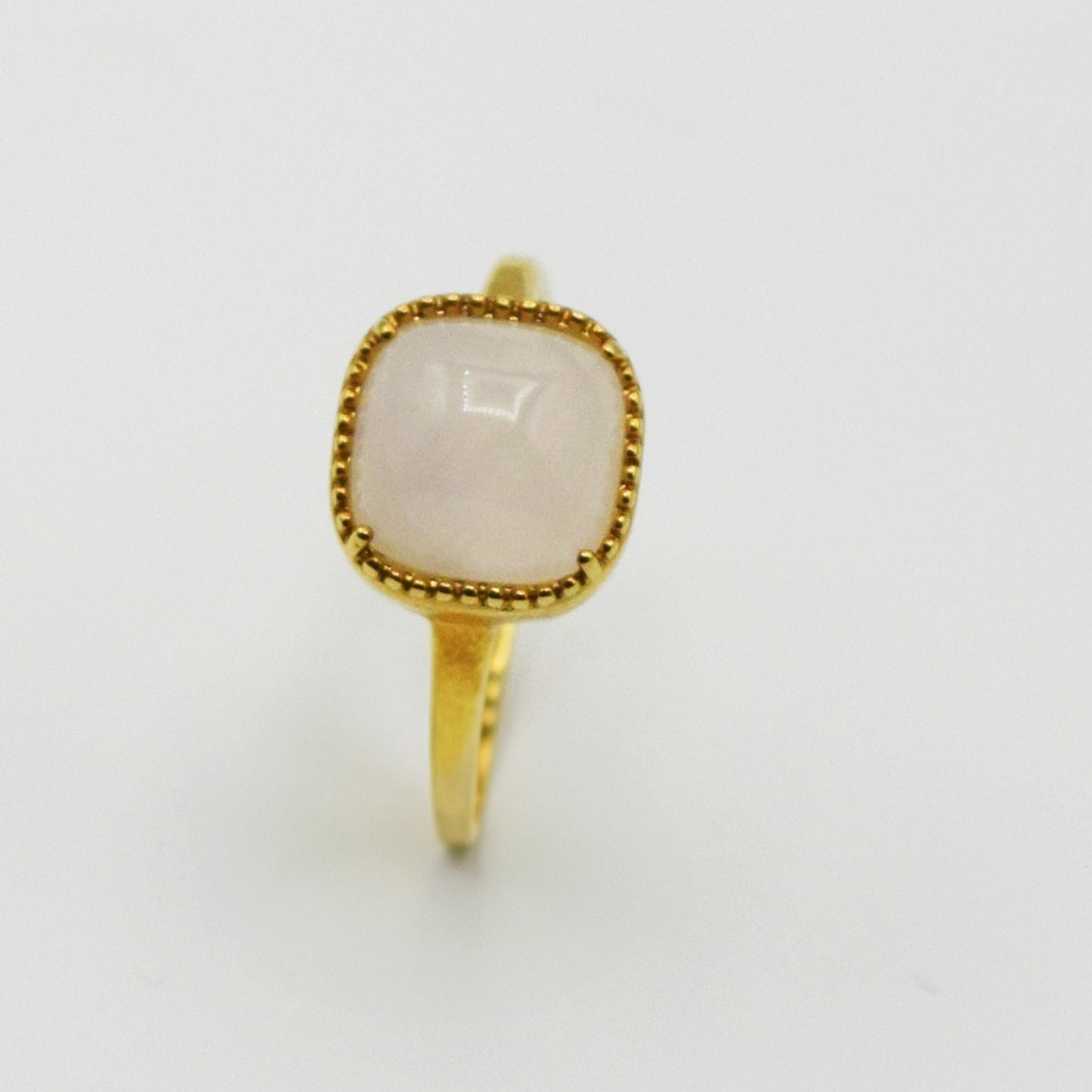PLAQUÉ OR - Bague AMBRE quartz rose