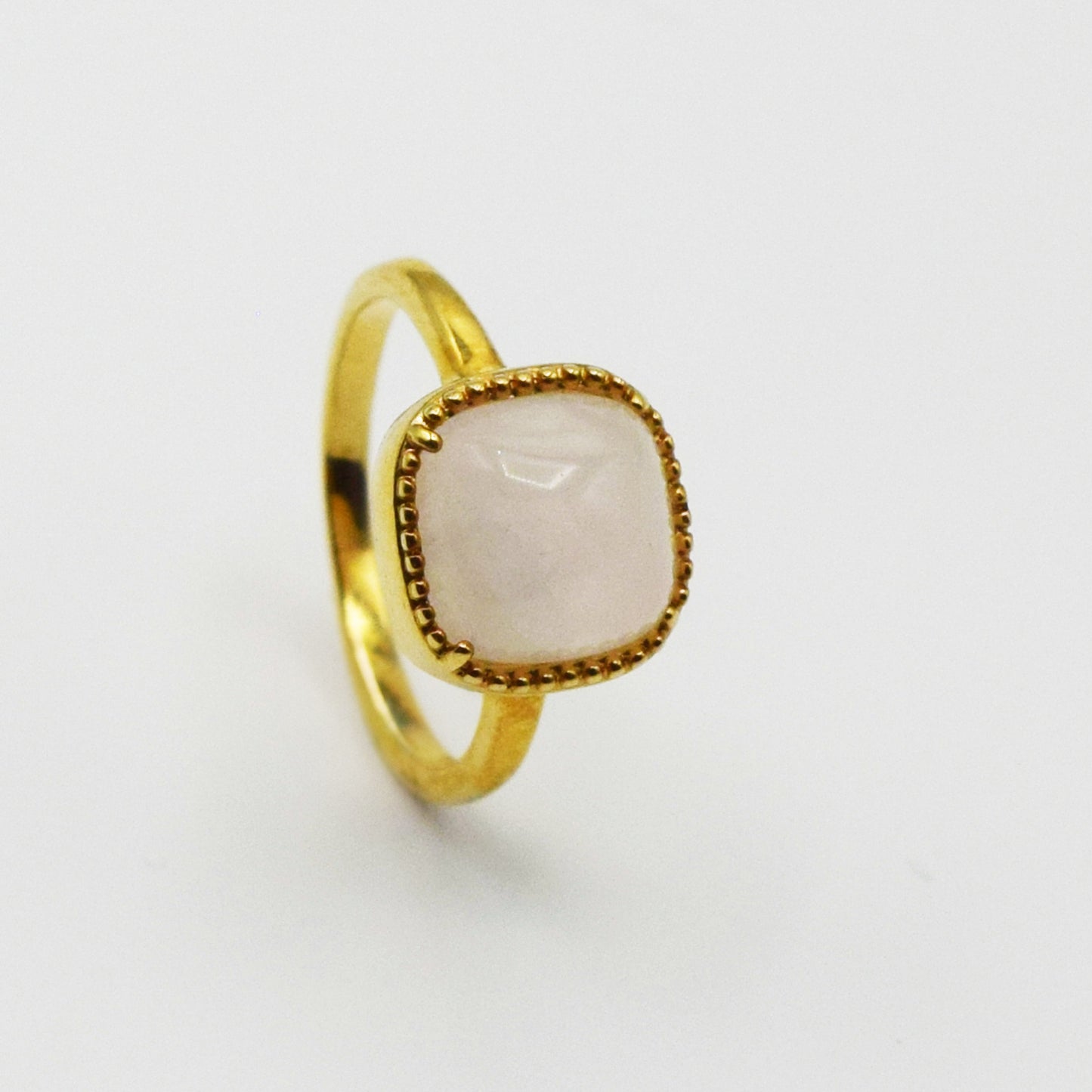 PLAQUÉ OR - Bague AMBRE quartz rose