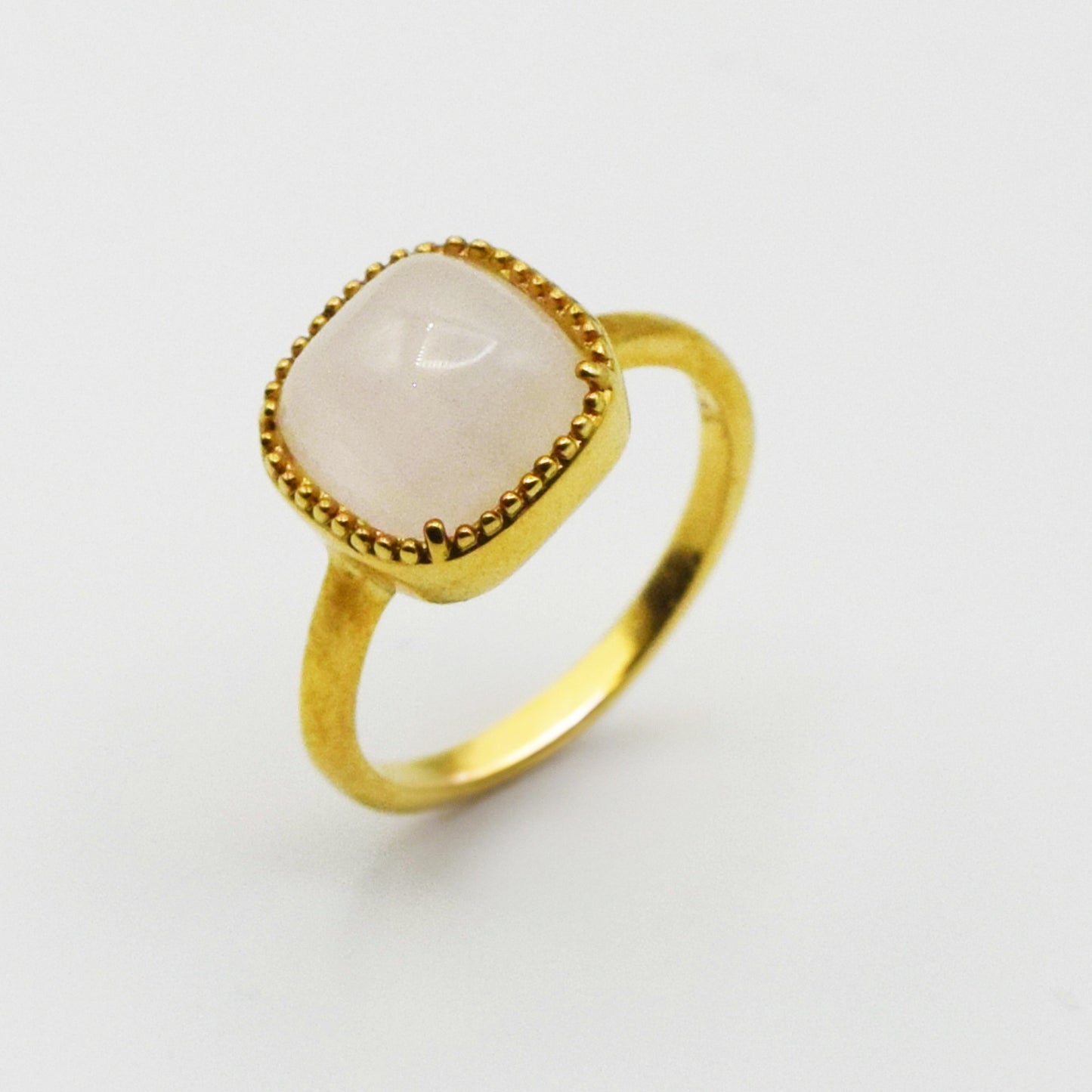 PLAQUÉ OR - Bague AMBRE quartz rose