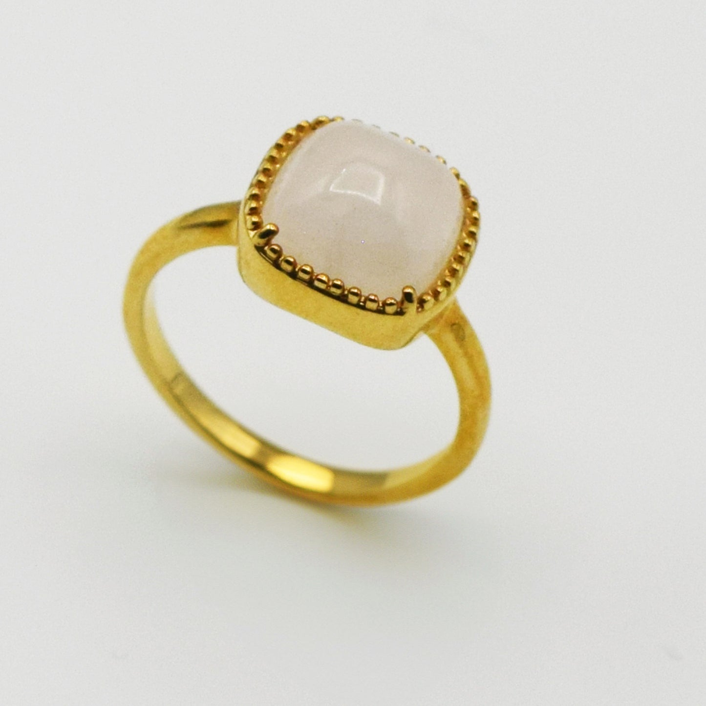PLAQUÉ OR - Bague AMBRE quartz rose