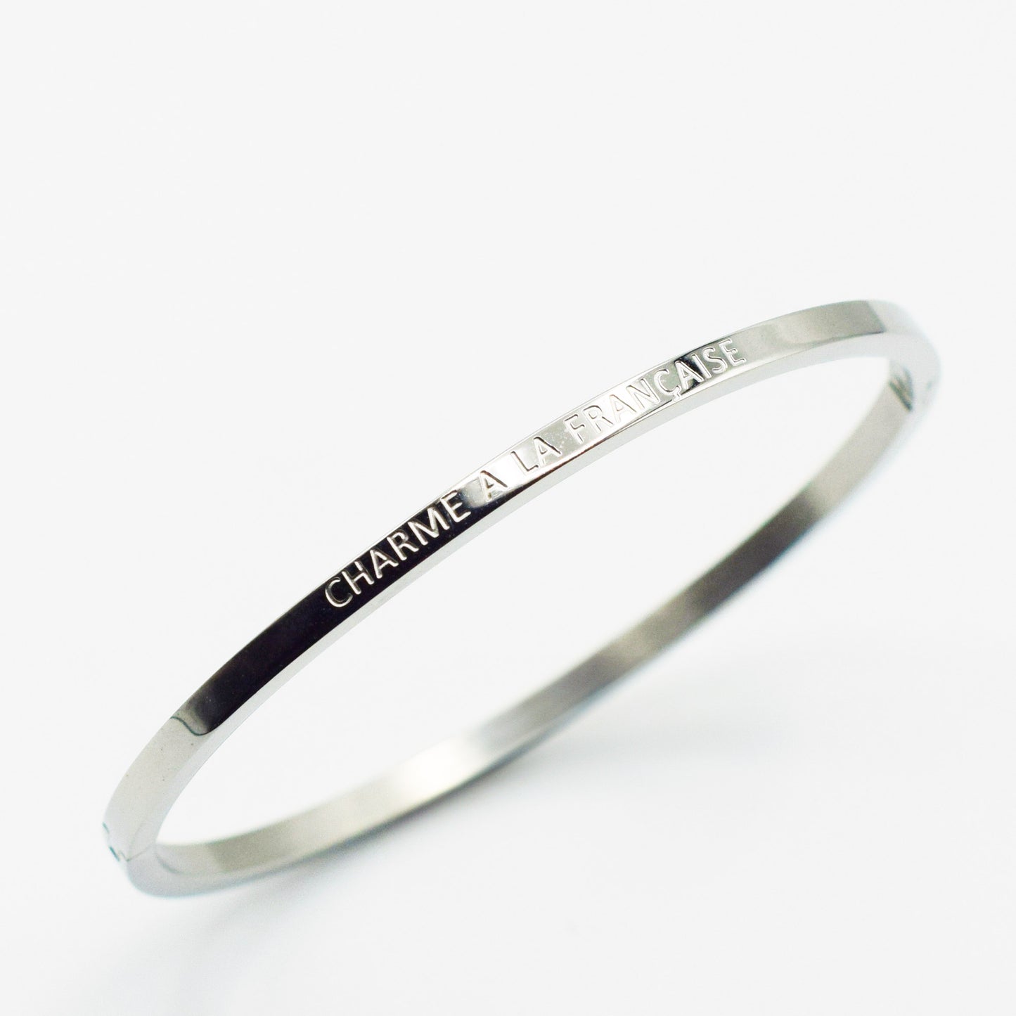 ACIER INOXYDABLE - Bracelet Jonc à Message "CHARME A LA FRANÇAISE"