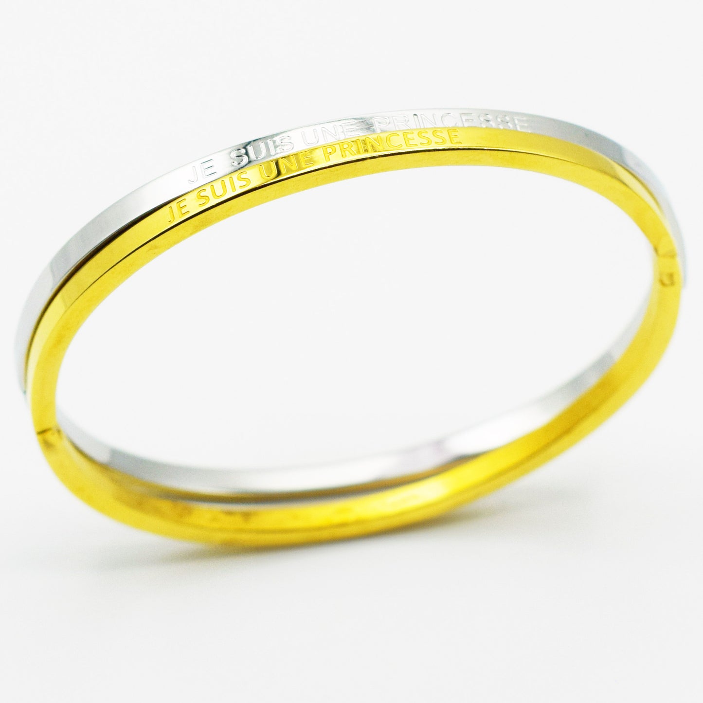 ACIER INOXYDABLE - Bracelet Jonc à Message "JE SUIS UNE PRINCESSE"
