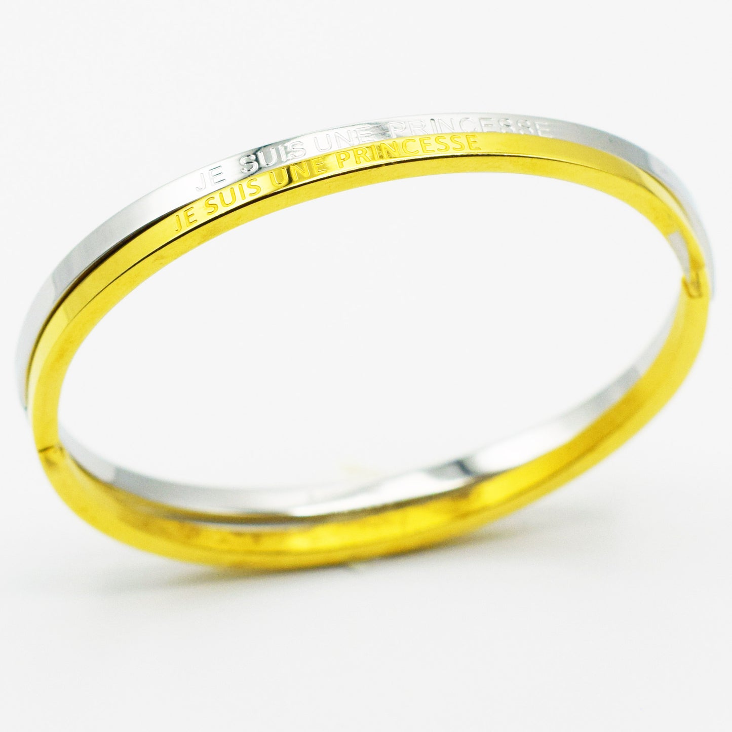 ACIER INOXYDABLE - Bracelet Jonc à Message "JE SUIS UNE PRINCESSE"