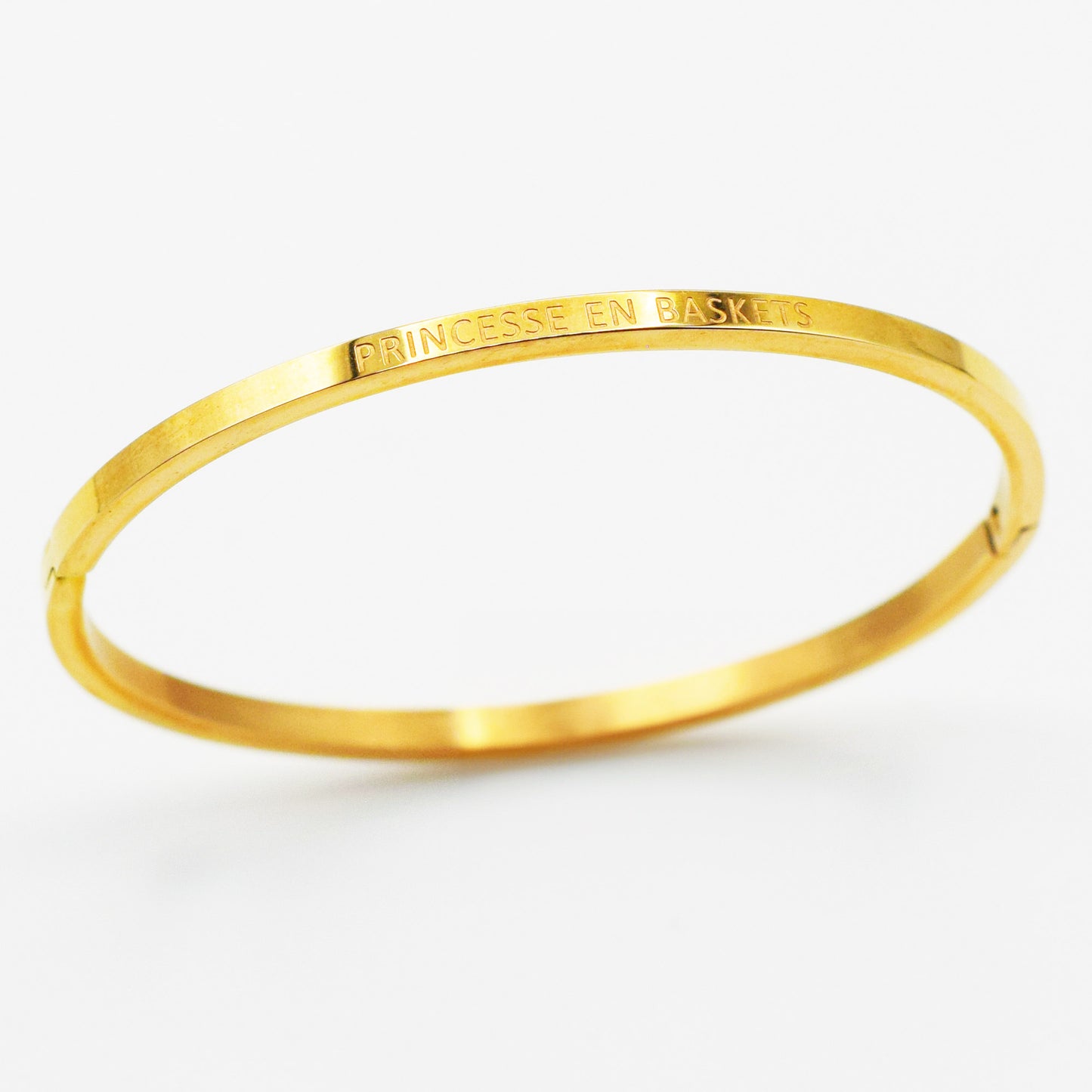 ACIER INOXYDABLE - Bracelet jonc gravé "Princesse En Baskets"