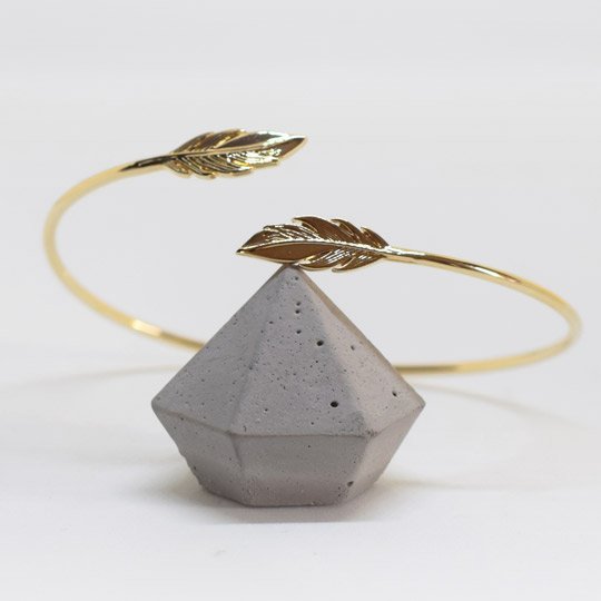 PLAQUÉ OR - Bracelet Jonc ASHLEY Plumes