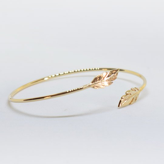 PLAQUÉ OR - Bracelet Jonc ASHLEY Plumes