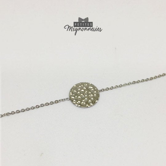 ACIER INOXYDABLE - Bracelet Cercle Rond Martelé