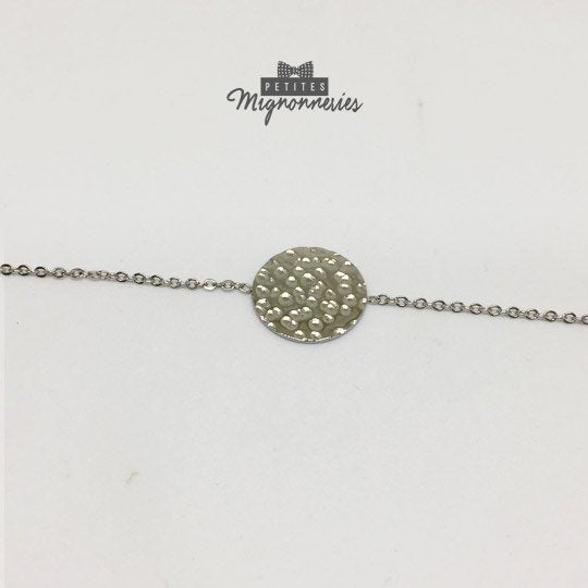 ACIER INOXYDABLE - Bracelet Cercle Rond Martelé