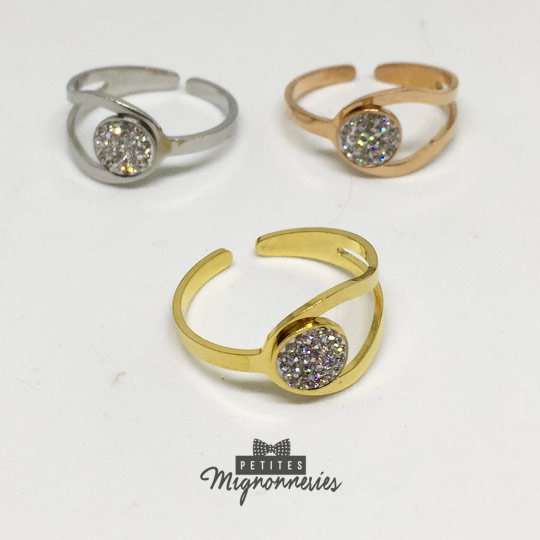 ACIER INOXYDABLE - Bague Anneau Strass