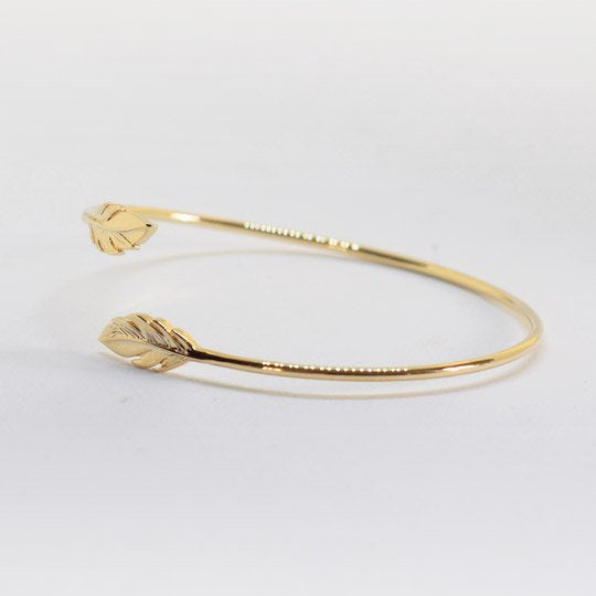 PLAQUÉ OR - Bracelet Jonc ASHLEY Plumes