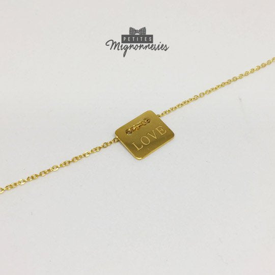 ACIER INOXYDABLE - Bracelet Plaque Gravée "LOVE"