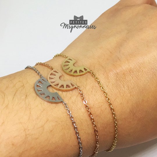 ACIER INOXYDABLE - Bracelet Demi-Cercle/Lune