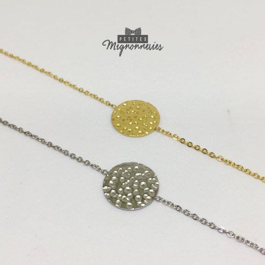 ACIER INOXYDABLE - Bracelet Cercle Rond Martelé