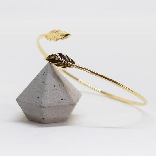 PLAQUÉ OR - Bracelet Jonc ASHLEY Plumes