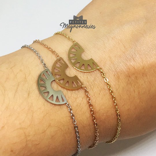 ACIER INOXYDABLE - Bracelet Demi-Cercle/Lune