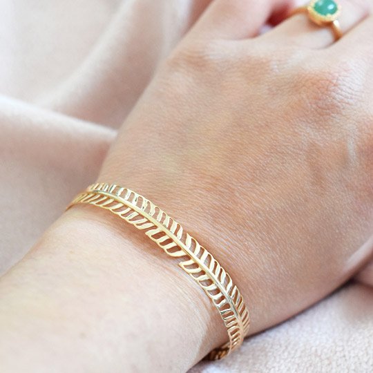 PLAQUÉ OR - Bracelet Jonc LEYANA épis