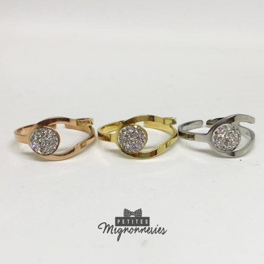 ACIER INOXYDABLE - Bague Anneau Strass
