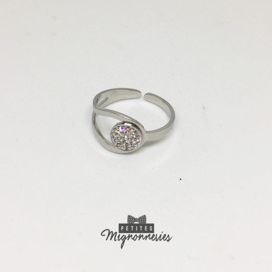 ACIER INOXYDABLE - Bague Anneau Strass