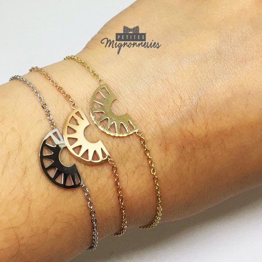 ACIER INOXYDABLE - Bracelet Demi-Cercle/Lune