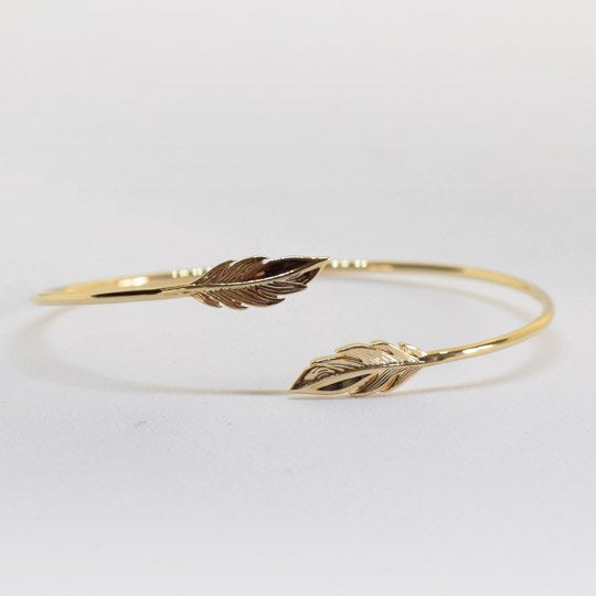 PLAQUÉ OR - Bracelet Jonc ASHLEY Plumes