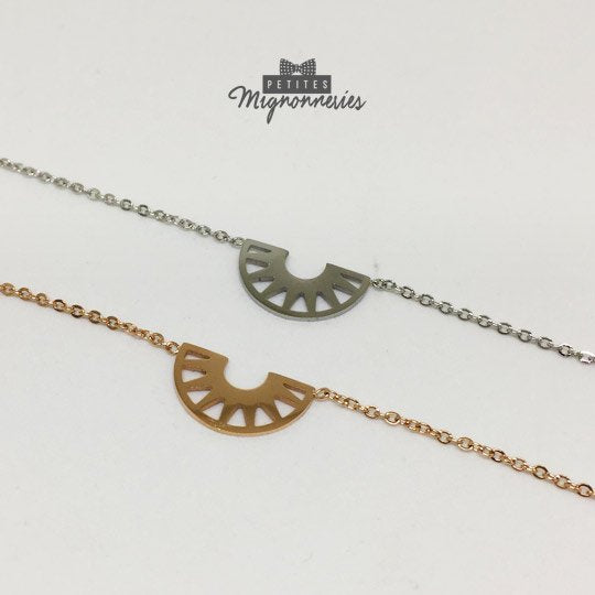 ACIER INOXYDABLE - Bracelet Demi-Cercle/Lune