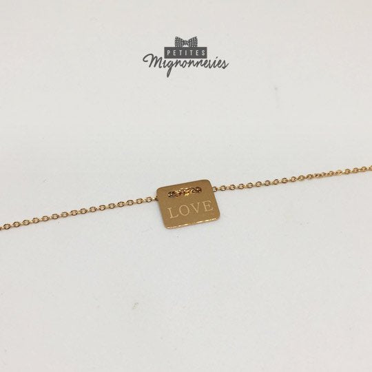 ACIER INOXYDABLE - Bracelet Plaque Gravée "LOVE"