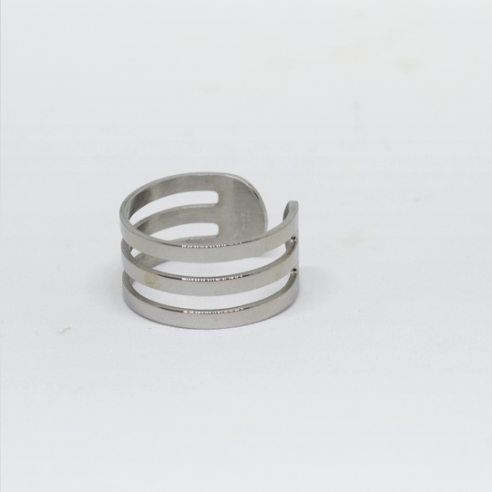 ACIER INOXAYBLE - Bague Ajustable à 3 Barres
